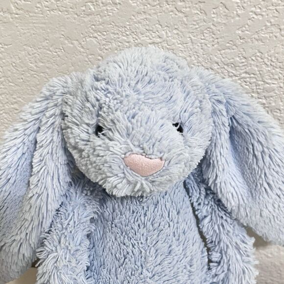 Little Jellycat Blue Bashful Bunny Rabbit Rattle Chime Plush Stuffed Animal 12" - Picture 11 of 12